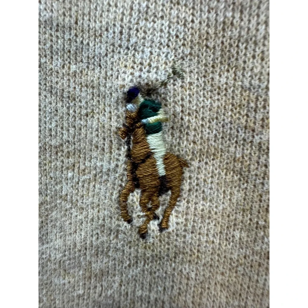 Polo Ralph Lauren Estate Rib Quarter-Zip Pullover Sweater Beige Mens Size XL